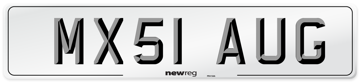 MX51 AUG Number Plate from New Reg